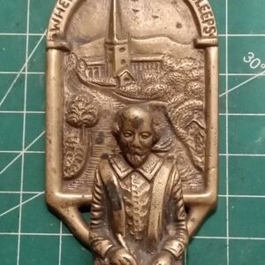 Vintage Antique Brass Door Knocker William Shakespeare Grave Knocker